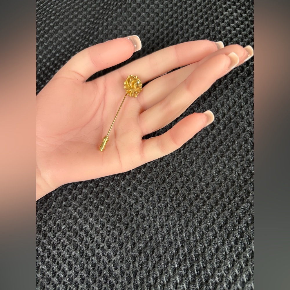 Gold Tone Rose Hat/Scarf Hijab Pin Brooch with Crystal - Picture 6 of 8